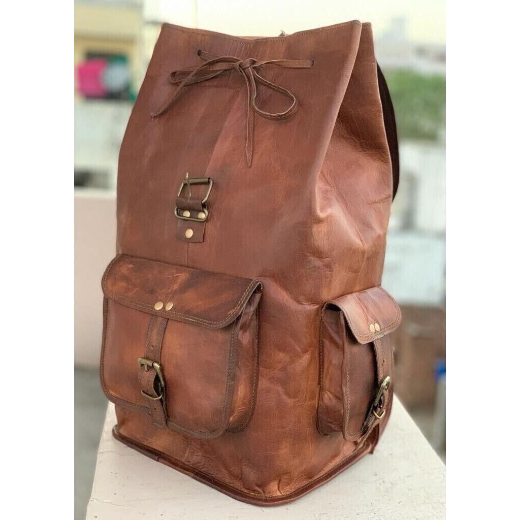 Damen-Rucksack aus echtem Vintage-Leder, brauner Rucksack, Reise-Laptoptasche, NEU