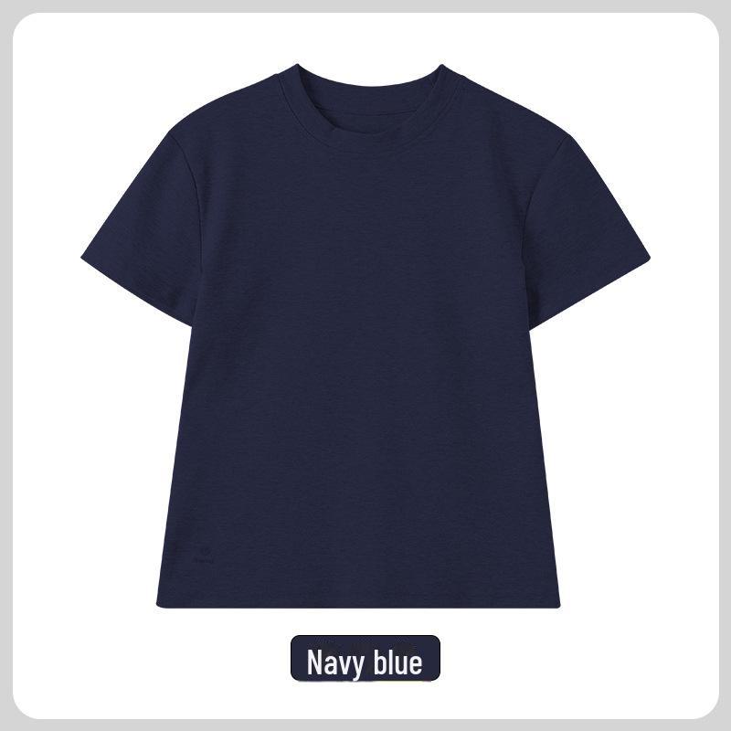 

Женская серая футболка с коротким рукавом: Стройнящий, летний стиль класса люкс (2025) Small темно-синий