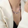 Natural Stone Cut Agate Freshwater Pearl Beaded Handmade Necklace Maillard Accessories Temperament Versatile Collarbone Chain Women