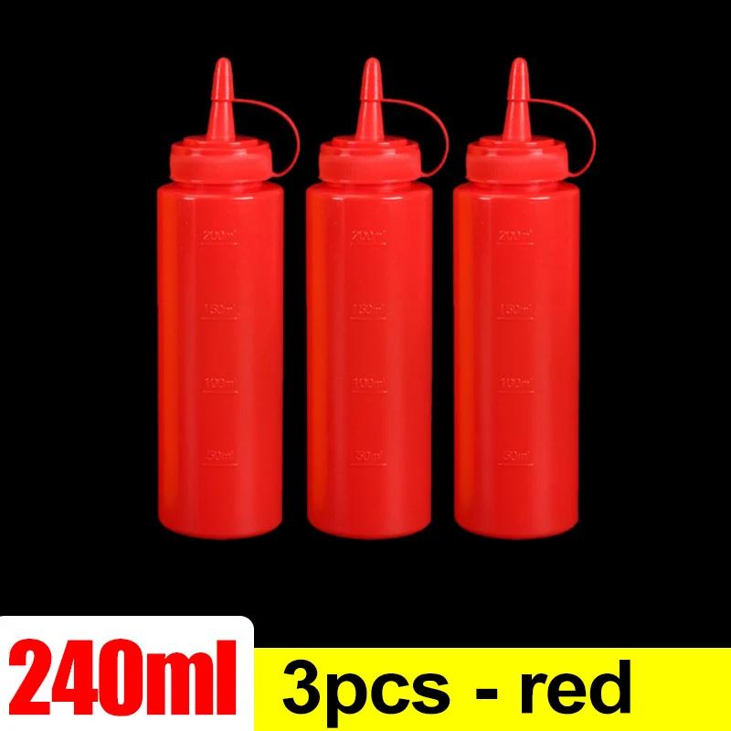 Plastic Condiment Squeeze Bottles Ketchup Mustard Salad BBQ Olive Oil Dispenser Seasoning Sauces Bottles Kitchen Tools 240/480ml