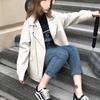 Women's Thick PU Leather Motorcycle Jacket - Spring/Summer, Korean BF Style, Loose Fit, College Short Outerwear