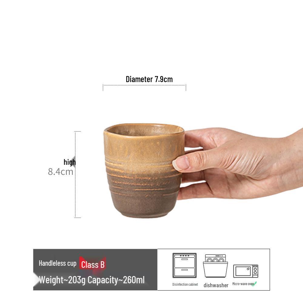 Vintage-Style Ceramic Handleless Teacup Set – Japanese-Inspired Rustic Coffee & Water Cups