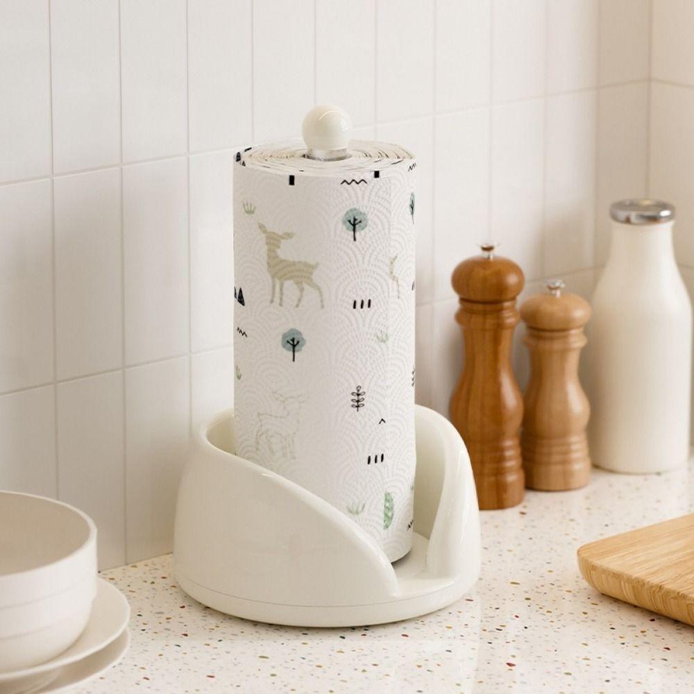 Stainless Steel Rotating Paper Towel Holder Plastic Paper Roll Stand Vertical Napkins Rack  Kitchen