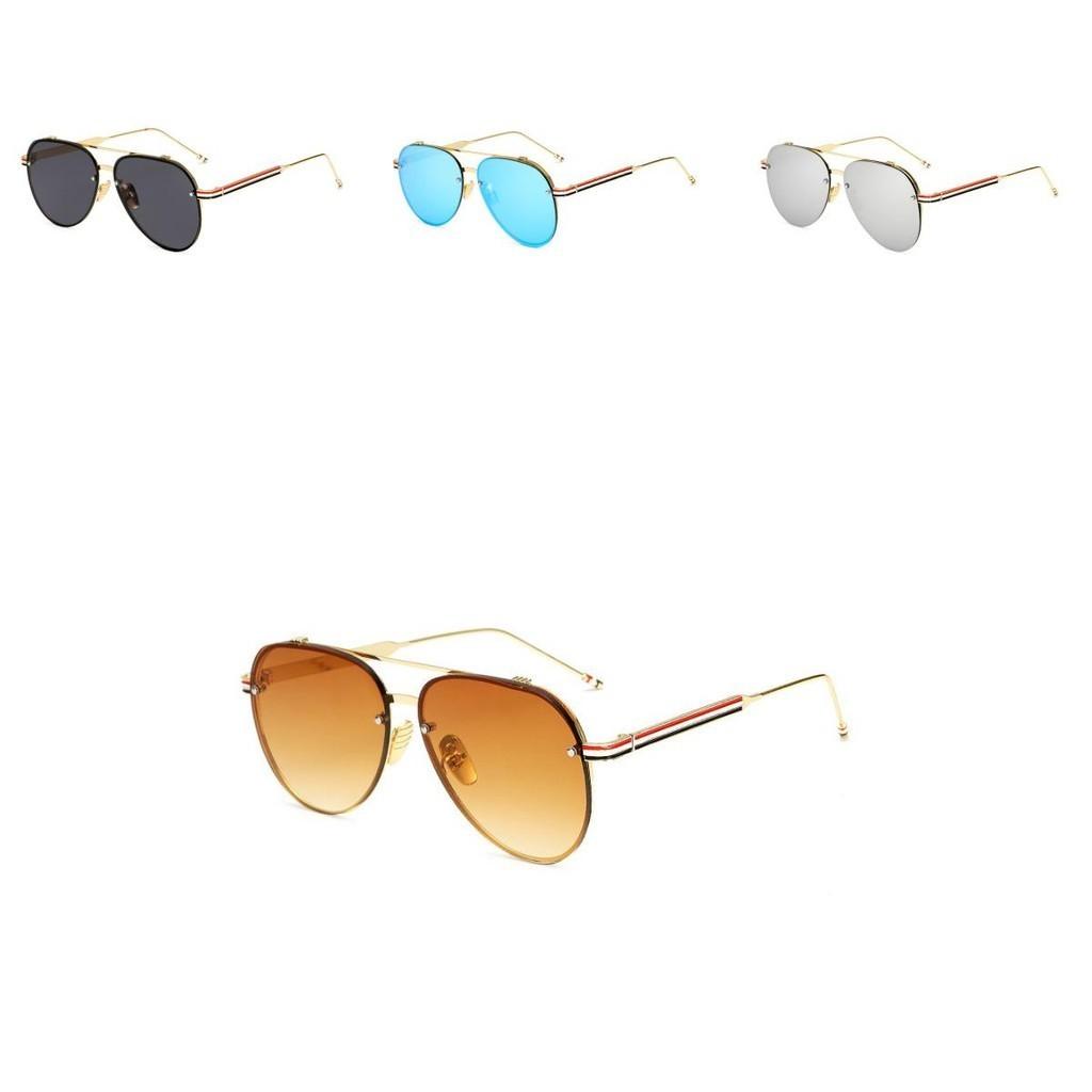 Stylish Unisex Oval Sunglasses Red Green Arms Black Frame Uv Protection Eyewear