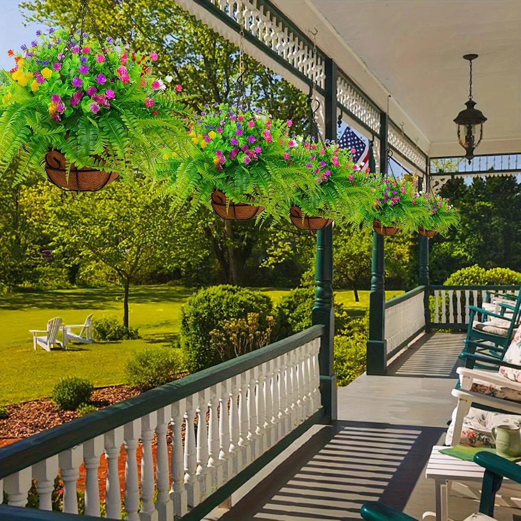 10pcs Artificial Flower, Outdoor UV Resistant Outdoors Fake Plant, Faux Plastic Flower - Outside  Home Window Decoration