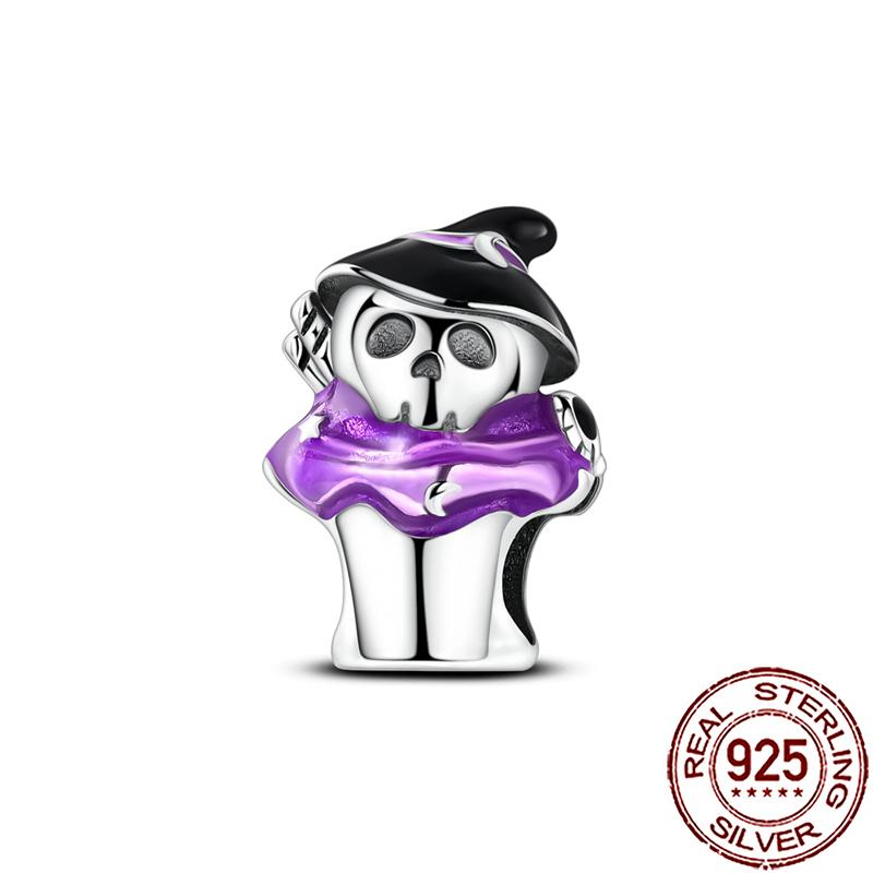 Gothic Charms Copper Pumpkin Calavera Colorida Beads Fit Snake Chain Bracelet Necklace Halloween Women Diy Jewelry