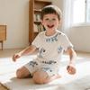 New Summer Boys' Pajamas Cute Round-Neck, Short-Sleeve Casual Set for Toddlers and Young Children