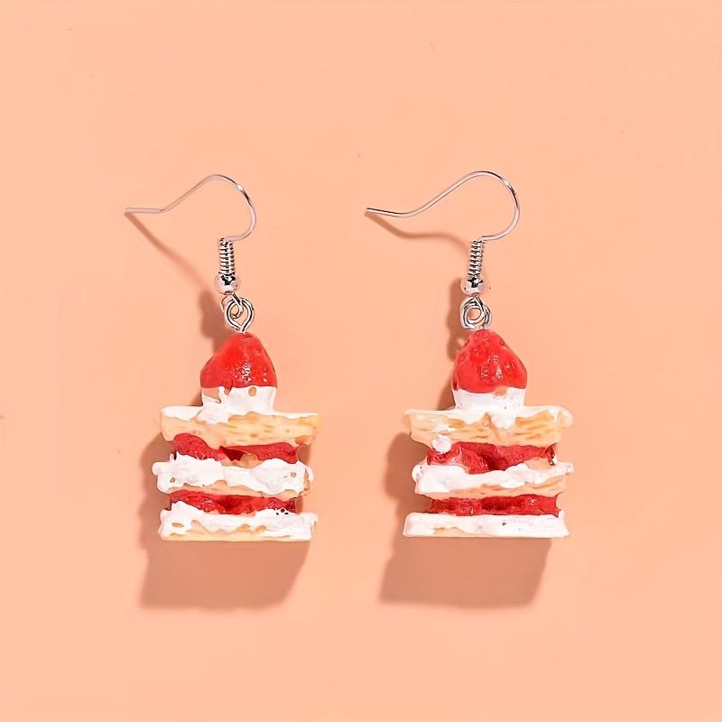 10pcs 3D Strawberry Cake Charms Cute Resin Pendants for Jewelry Making Handmade Earrings Bracelet Necklace Key Chain Accessories