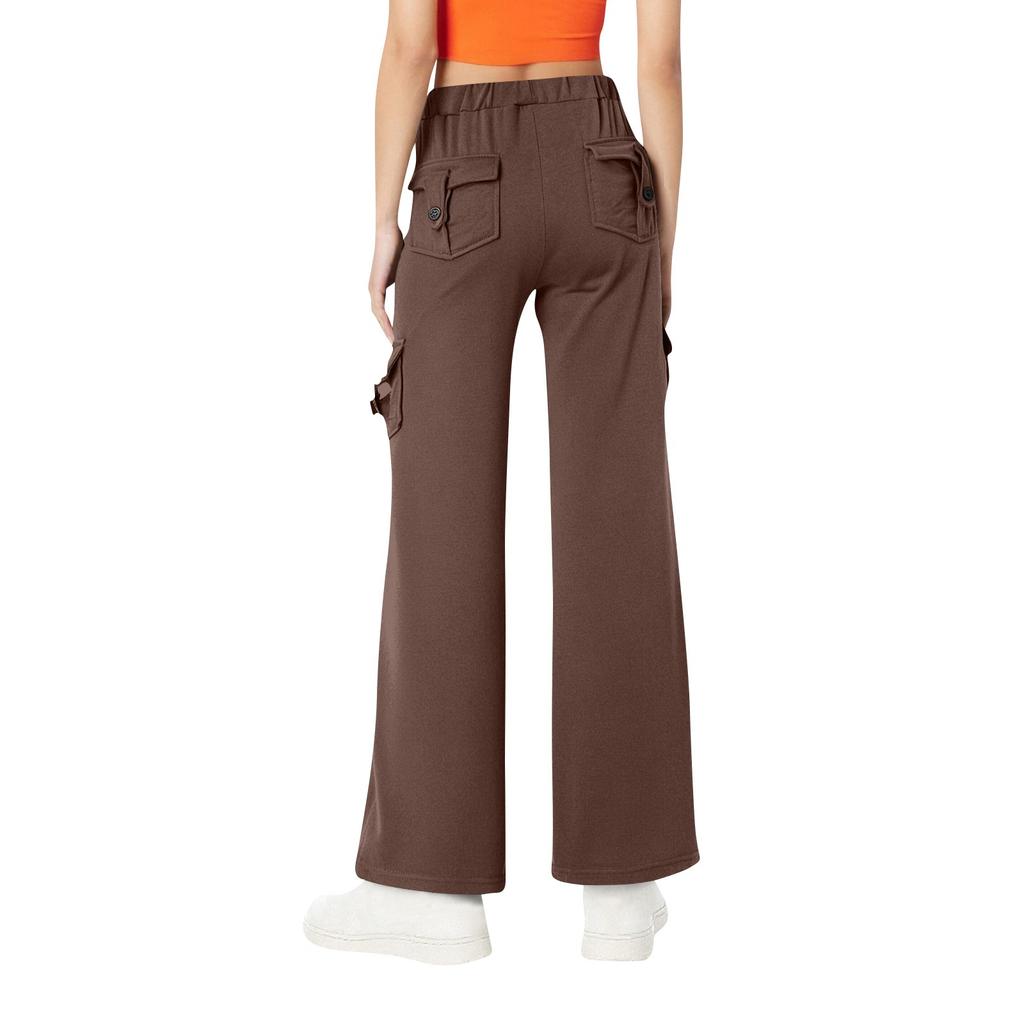 Mode Dames Kleur Zelfkweek Elastische Band Zakken Broek