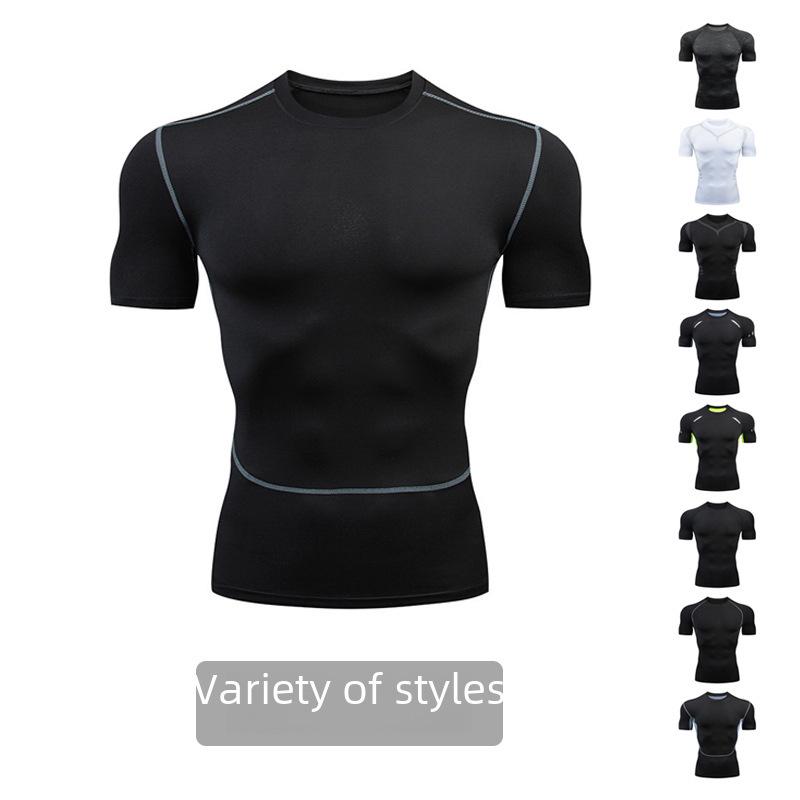 

2025 Slim Fit Быстросохнущая дышащая компрессионная футболка для йоги XXL