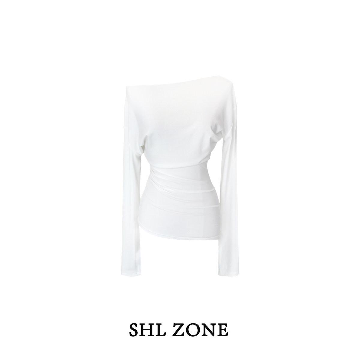 Shuhulei Asymmetrical One-Shoulder Slim-Fit Women s Tencel Knit Long-Sleeve Top M (100-110 jin)