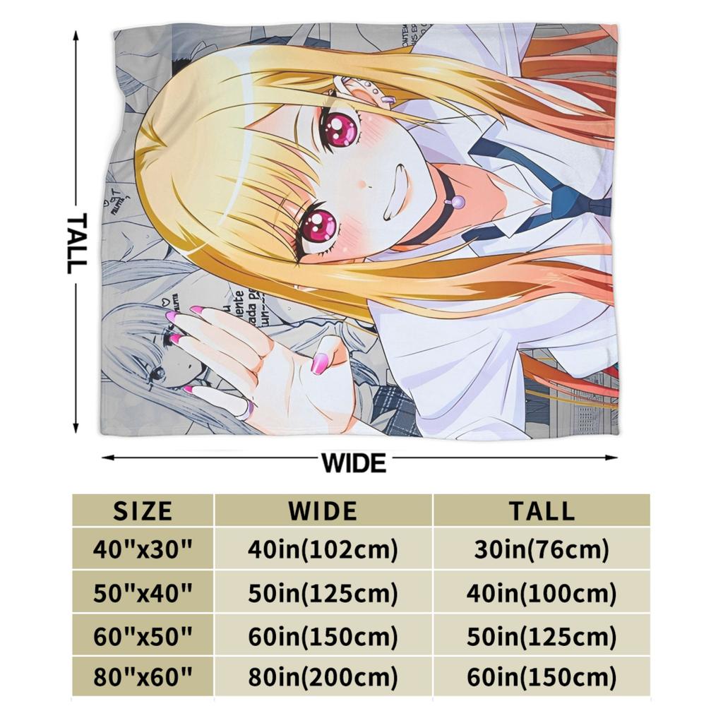 Kitagawa Marin My Dress-Up Darling Blankets Anime Flannel Funny Breathable Throw Blankets Bedding Lounge Spring/Autumn Office