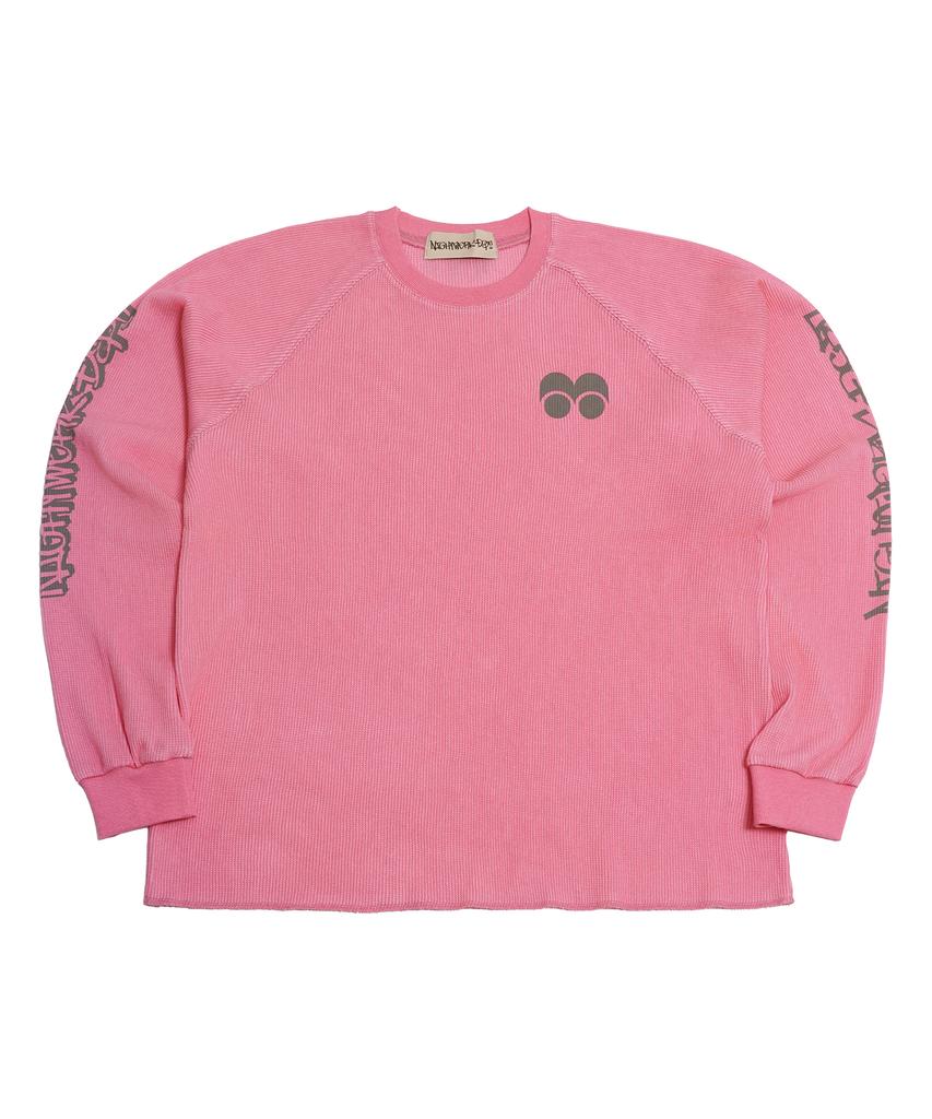 Naiteuwokeudeb Waffle Loose Fit Long Sleeve Tee_Pink