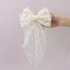 1pc Lace Bow Hair Clip with Rhinestones - Long Tassel Hair Accessory for Women, Perfect for Halloween, Weddings, Formal Events