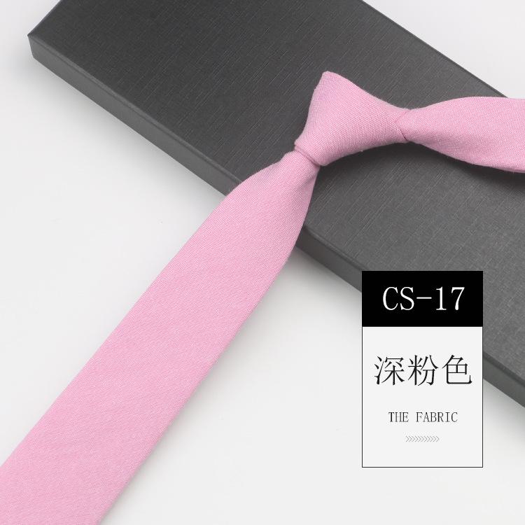 Men'S Tie Narrow 6Cm Hand-Made Cotton Casual Professional Shirt Literary And Simple Women'S College Pure Black Tie