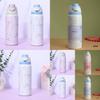 Ribbon Bow Pattern Print Insulated Water Bottle With Dual Drink Lids For Outdoor Sports
