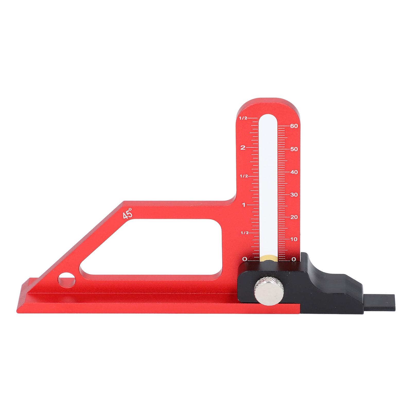 

Table Saw Height Gauge Aluminum Alloy Metric Inch Scales 0‑60mm Depth 45 Degree Angle Measuring Tool for Woodworking