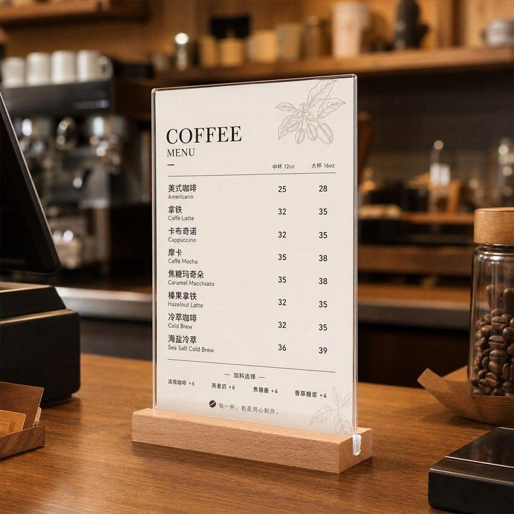 Porta Segni Acrilico Double Sided da Tavolo Espositore da Tavolo Espositore Menu Ristorante