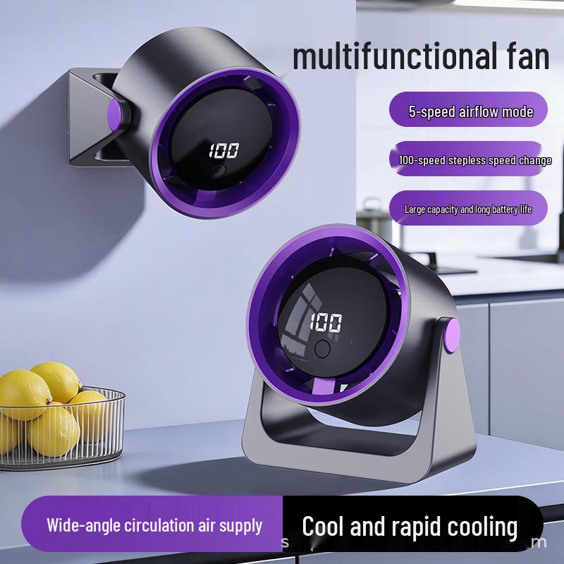 Silent USB Desk Fan with Digital Display for Students and Home Office