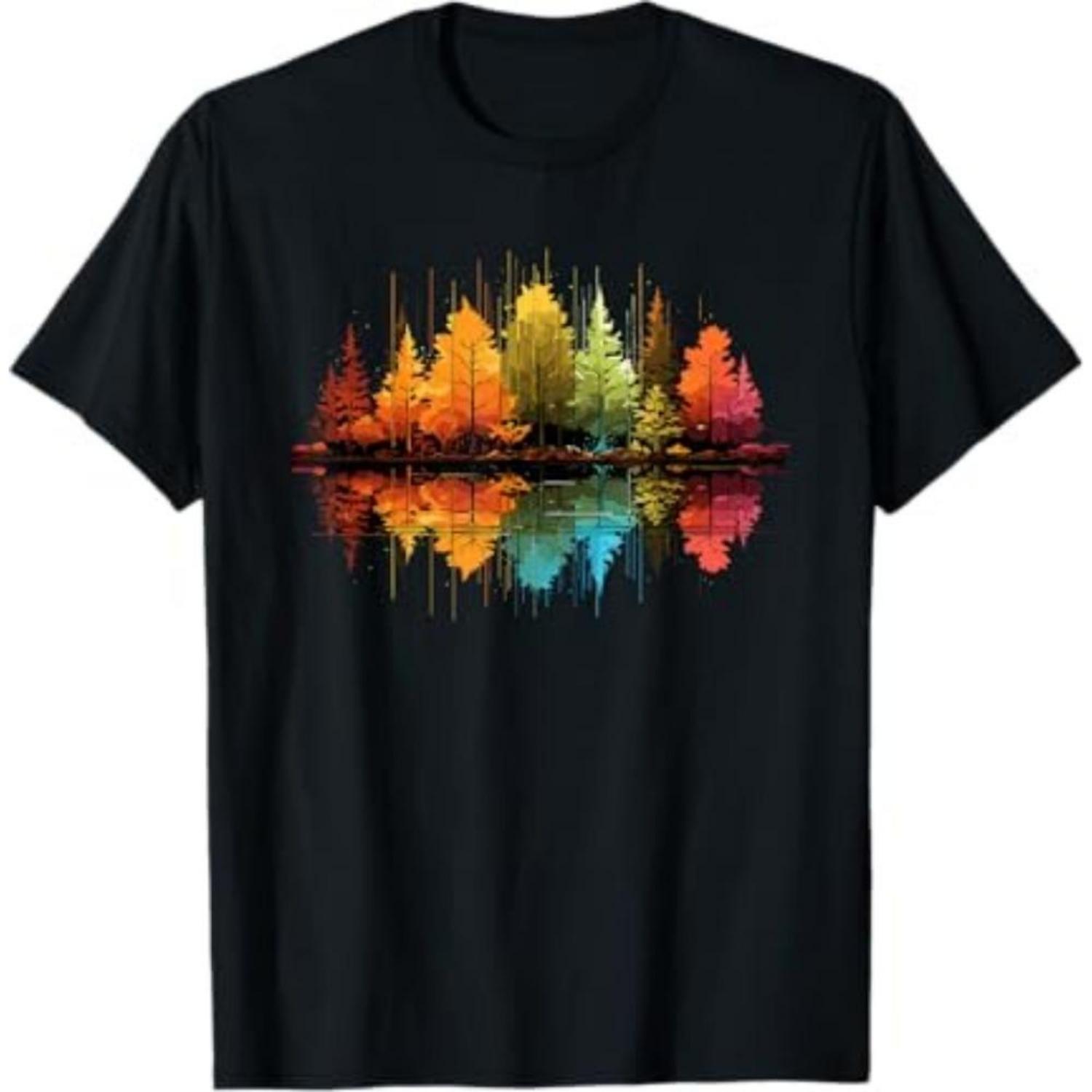 

Nature Reflection Forest Trees Outdoor Wildlife Short Sleeved Round Neck Y2k Tshirt Men New In Top Tees Mens TShirt 35857 XXXXXL