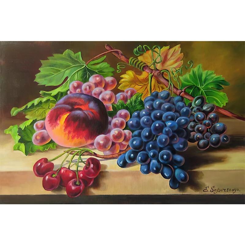 Nordyckie Warzywa i Owoce w Koszyku Plakat Kolorowa Sztuka Ścienna z Jedzeniem Obraz na Płótnie do Dekoracji Jadalni Kuchni Cuadros