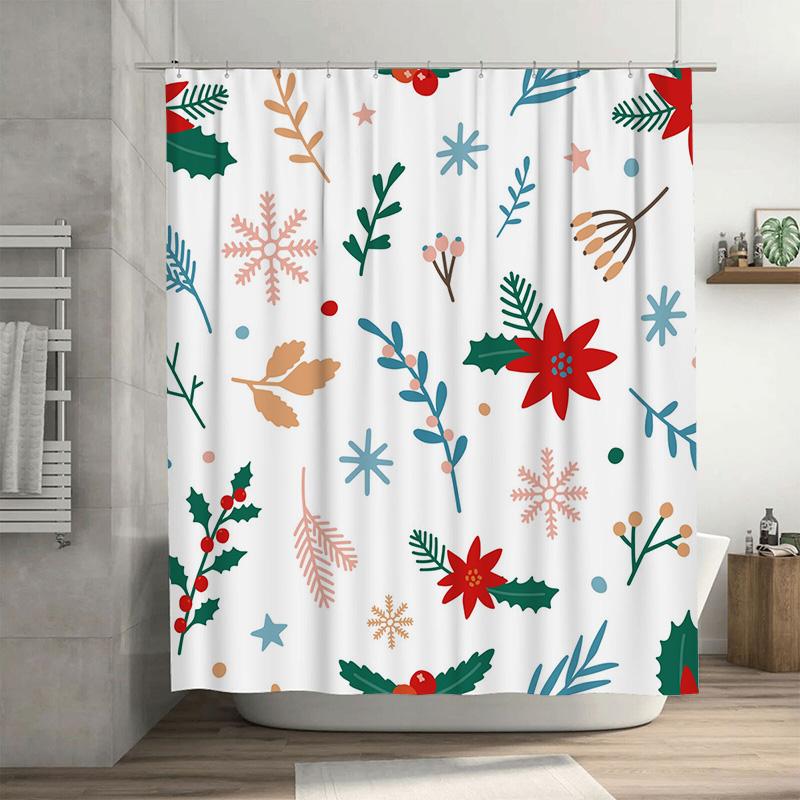

TU Botanical Shower Curtain Nature Flower Vine Forest Green Bathroom Decor Waterproof Fabric Modern Farmhouse Style Shower Lin 90x180cm