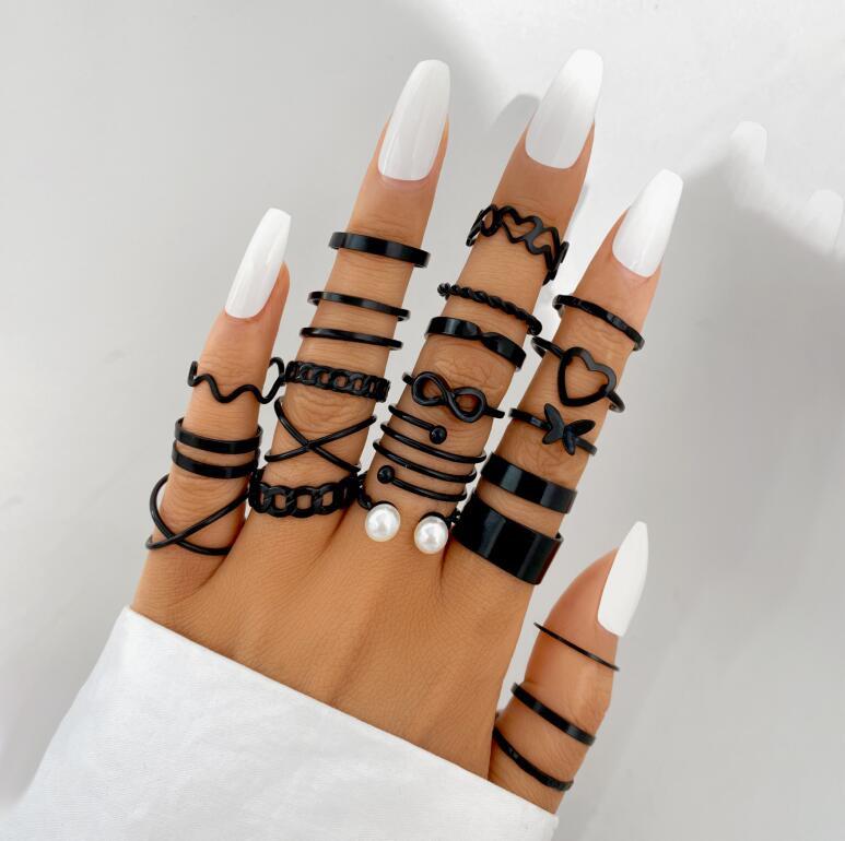 Retro Silver Color Geometric Knuckle Rings Set For Women Eye Cross Sun And Moon Leaf Charm Finger Ring Female Boho Party Jewelry