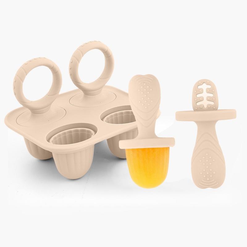 

New Baby Teething Ice Cream Stick Molds 4/6 Cavity Food Grade Silicone Mold With Lid Ideal For Homemade Popsicles & Icy Treats