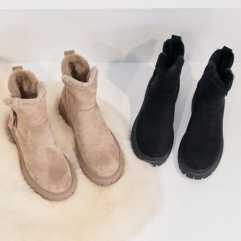 2025 Winter Women's Boots Plush Warm Snow Boots High Top Cotton Boots for Women Tassel Zipper Ankle Boot Botas De Mujer
