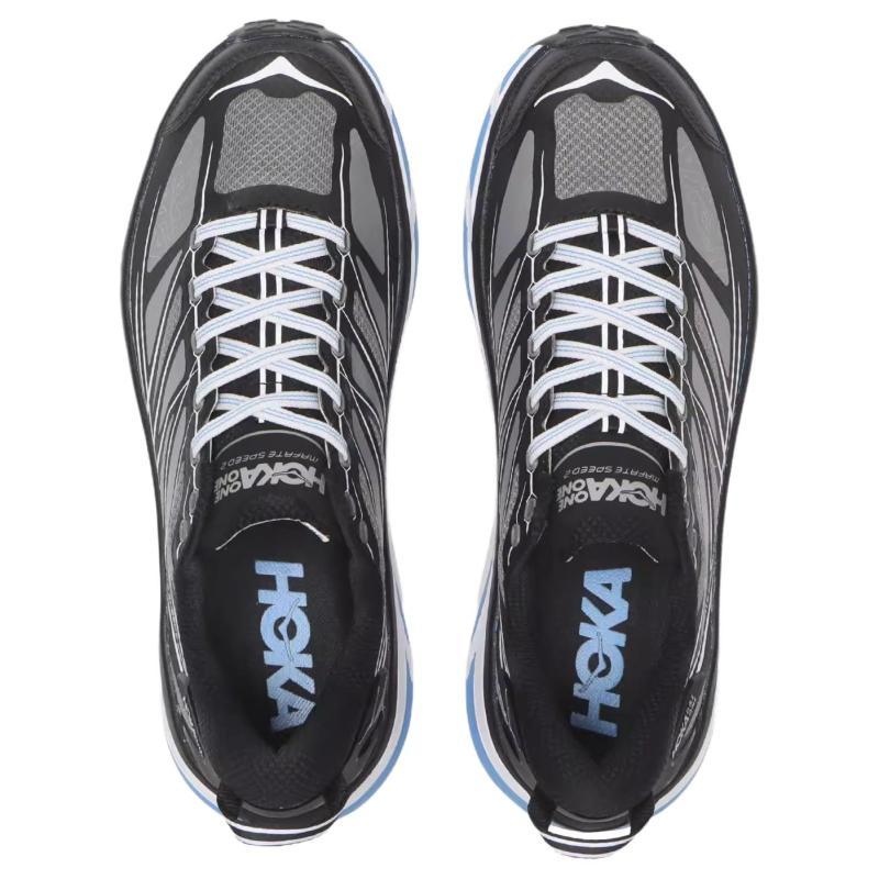 HOKA ONE ONE Mafate Speed 2 Anti Slip Wear Resistant Low Top Running Shoes Unisex Black White Sneakers 1126851-BWHT