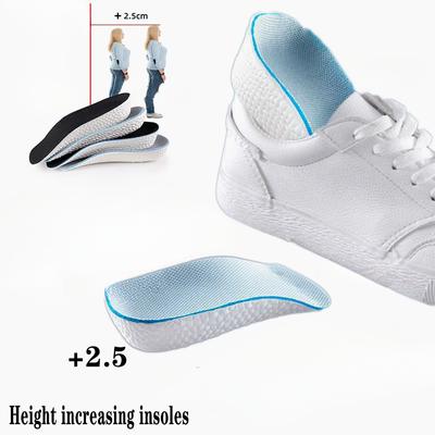 Einlegesohlen zur Erhöhung der Körpergröße, für Herren und Damen, Schuhe mit Plattfüßen, Fußgewölbeunterstützung, orthopädische Einlegesohlen für Turnschuhe, Fersenlift, Memory Foam, weiche Schuhpolster