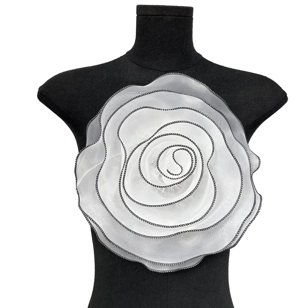 Solid Color Three-Dimensional Flower Corsage Accessories Simulated Flower Decoration Material Eugen Yarn Lace Cloth Sticker Accessories