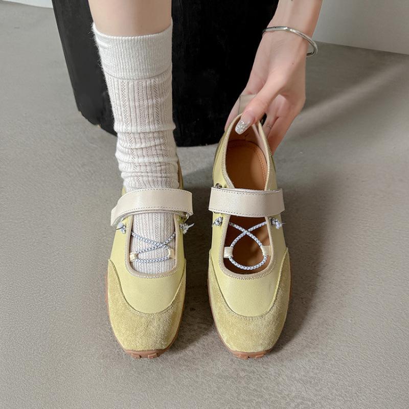 

Non-slip beef tendon sole lazy shoes women s new women s casual single shoes low heel large size cowhide women s shoes low top and comfortable 40 жёлтый