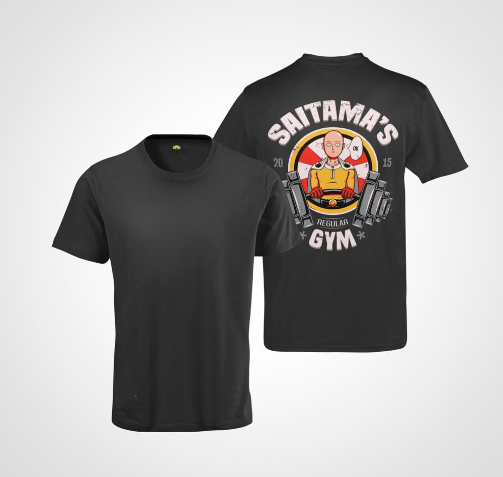 

Мужская футболка из органического хлопка Saitama one punch man GYM Спорт Фитнес Бодибилдинг S