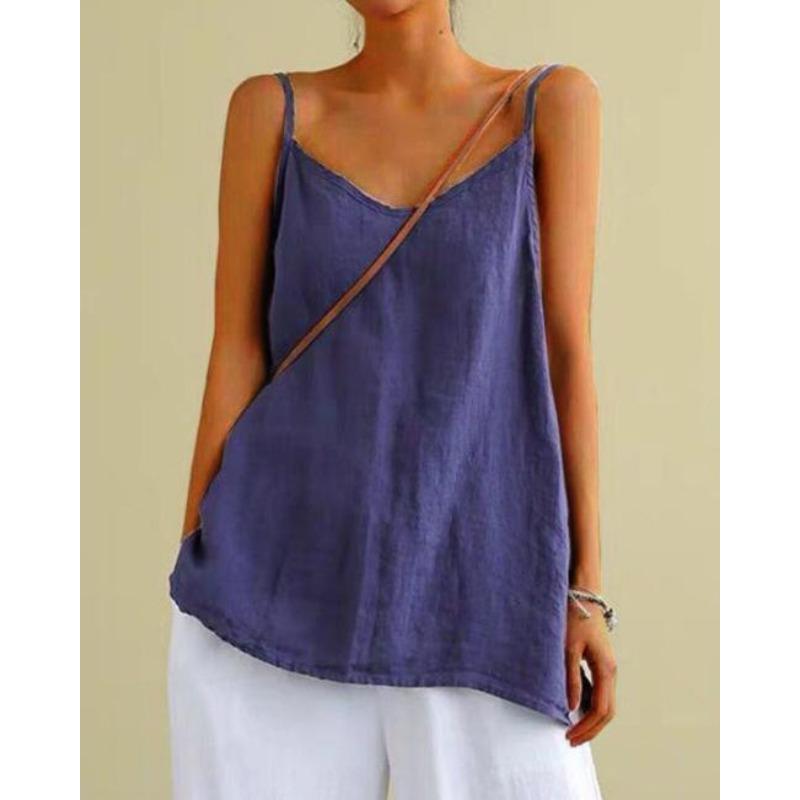 Cotton and Linen Camisole Loose and Versatile Top