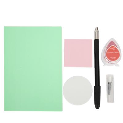 DIY Gummi Stempel Anfänger Set Wassertropfenform Stempelkissen Schnitzmesser ErsatzklingenSchwarz