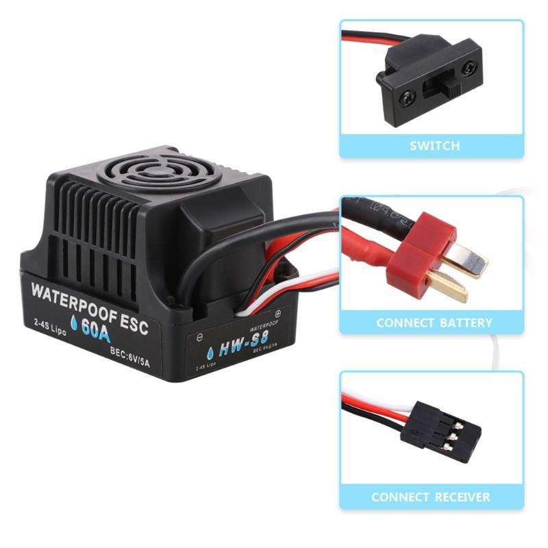 Brushless Electronic Speed Controller RC Waterproof ESC 60A/80A Brushless & Brand New Accessory for 1:10 RC Toy Off-road