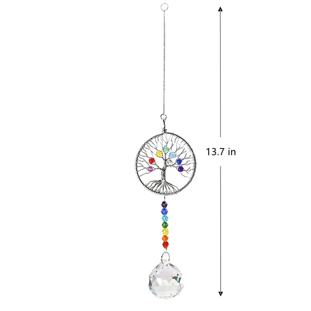 Hanging Crystal Windchimes Handmade Life Tree Pendant Craft Chain Window Car Hanging Ornament Home Outdoor Garden Decor