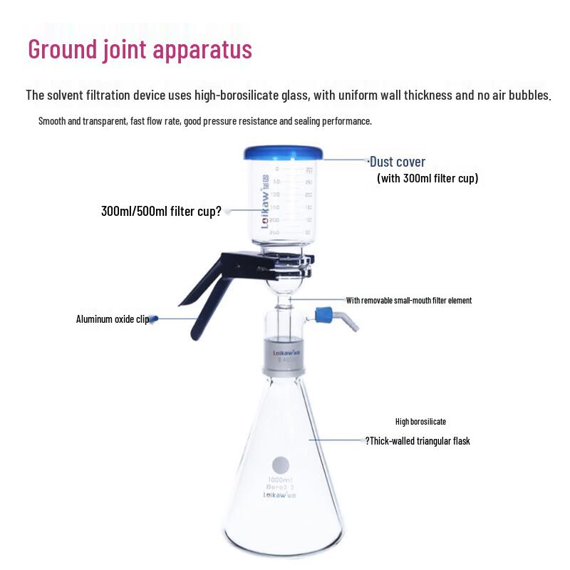 Laboratory High Borosilicate Glass Vacuum Solvent Filtration Device