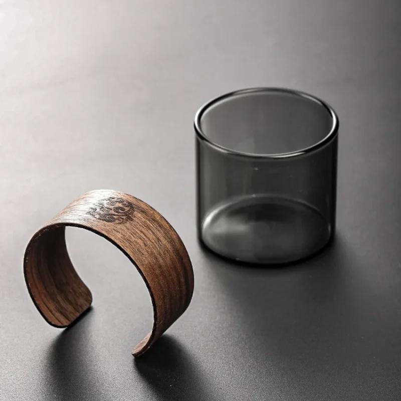 High Borosilicate Heat-resistant Glass Tea Cup Heat-resistant Main Cup Tea Tasting Glass Walnut Handle Kung Fu Tea Cup