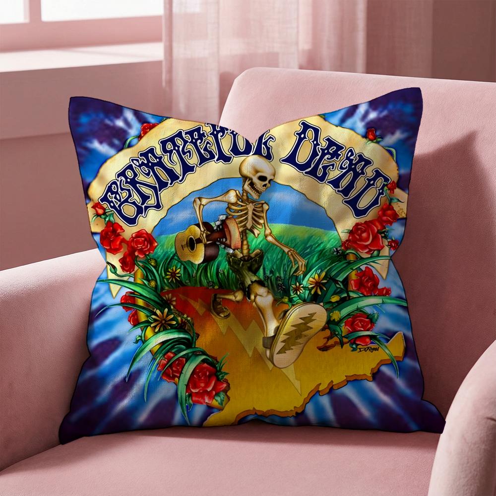 Grateful Dead Rock Band Cushion Cover Multi-Scene Pillow Cover for Home & Car - Reversible, Soft & Durable for Daily Use
