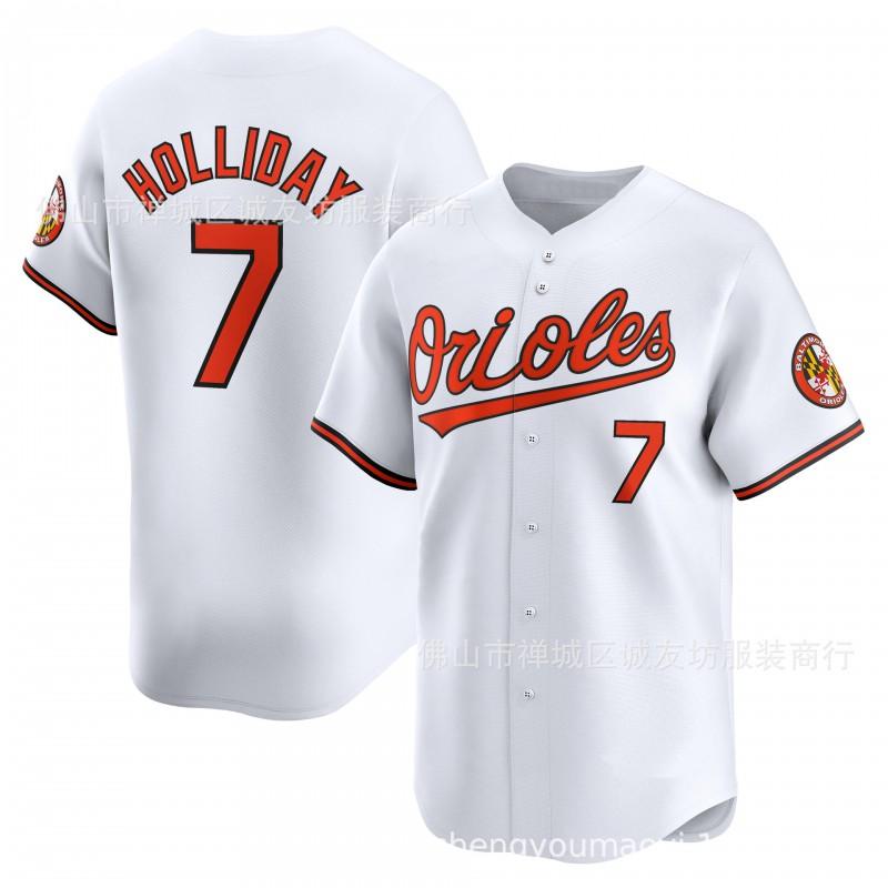 Baltimore Orioles 7 Orange Baseball Jersey With Holliday Embroidered Number Unisex Sport Fan Apparel