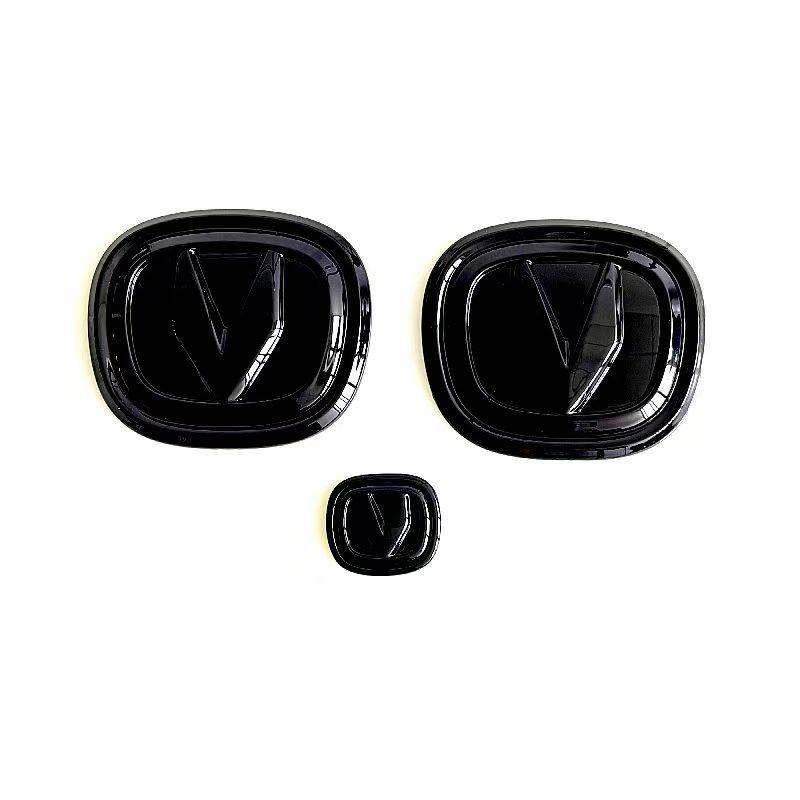 For Changan Univ Uni-v 2022 ABS Front Rear Steering Wheel Emblem Black Carbon Fiber Pattern Modified Patch Decorative Frame