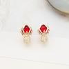 Zircon Cabbage Earrings Women'S Niche Design Sense Personalized Stud Earrings High-Grade Versatile Green Flower Earrings
