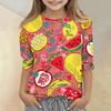 Children's Printed Round Neck Seven Quarter Sleeve Casual T-shirt