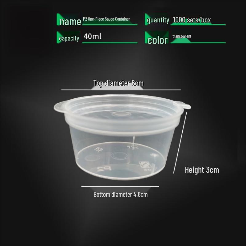 WS Disposable 50ml Plastic Sauce Containers with Lids