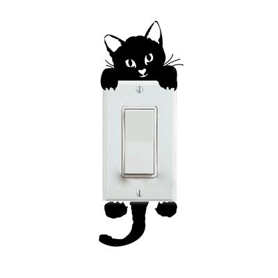 Waterproof Black Cat Switch Decal Wall Stickers Kids Room Light Switch Stickers Light Parlor Decor