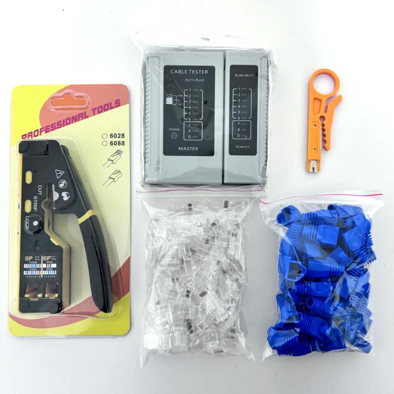 Multifunctional RJ45 Network Cable Crimper & Tester Set for Home Installation