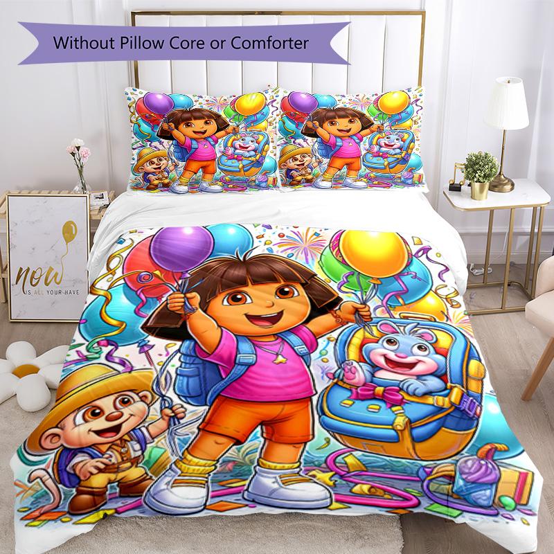 Set Biancheria da Letto Dora l'Esploratrice Copripiumino Traspirante con Federe Biancheria da Letto Decorativa per Camera da Letto Decorazione Casa Regalo di Compleanno