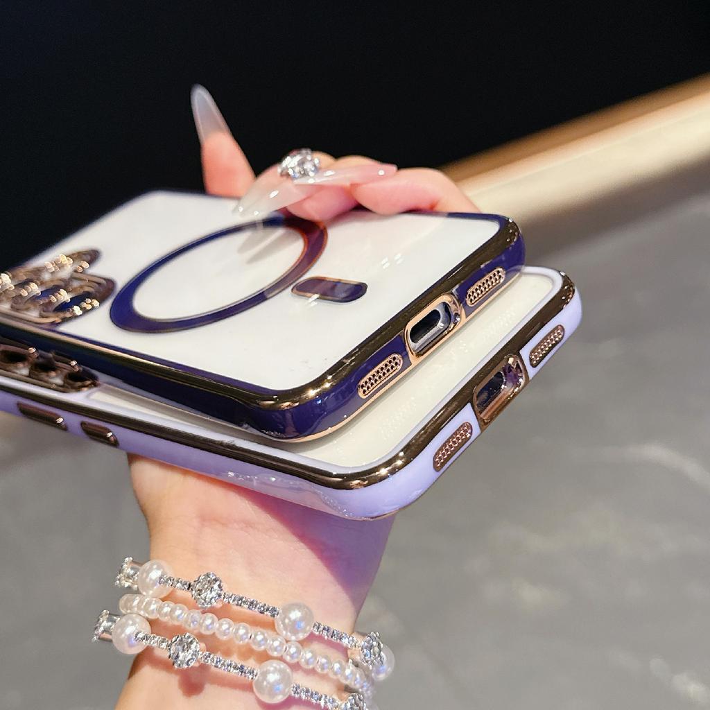 For Samsung Galaxy S25/S24 Magnetic Case Electroplated 2.0mm Acrylic TPU Phone Back Cover